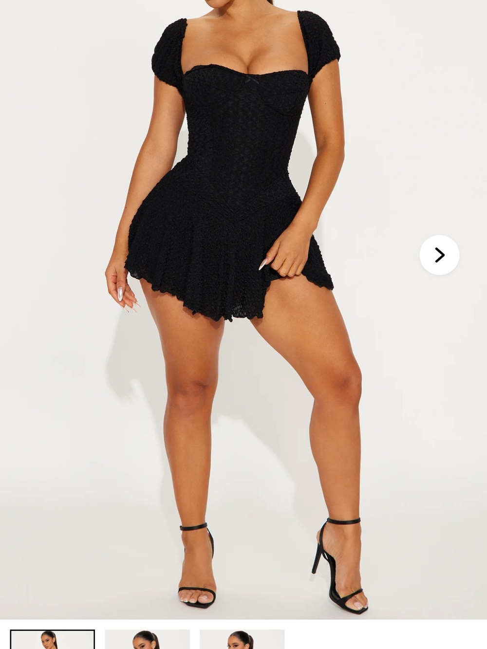 Fashion Nova Black Textured Corset Skater Dress